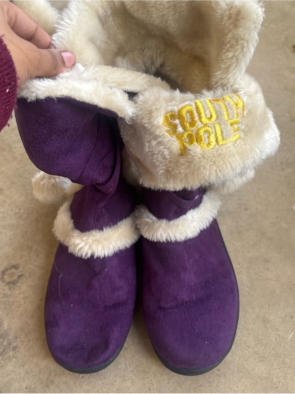 South Pole Kids Purple Faux-Suede Winter Boots with Cream Faux-Fur Trim